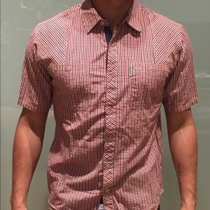 In4mation red and blue Button Up